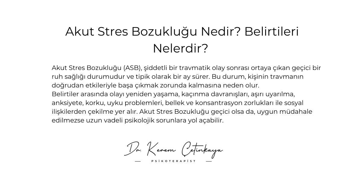 akut stres bozukluğu nedir